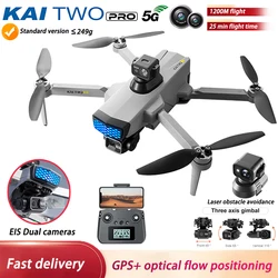 KAITWO 미니 드론 전문 3축 짐벌 4K HD 항공 사진 브러시리스 GPS FPV 장애물 회피 접이식 항공기 드론