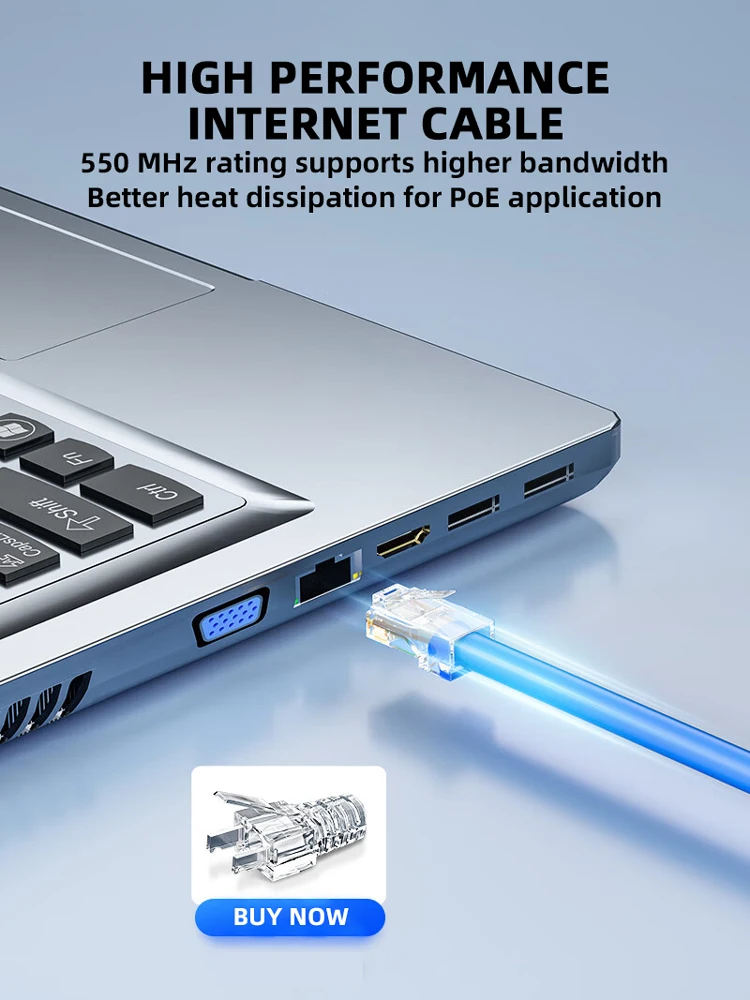 WoeoW 50PCS connettori RJ45, spine modulari Standard, UTP placcato oro 2 pezzi vestito CAT6 RJ45 8 p8c estremità a crimpare per cavo Ethernet