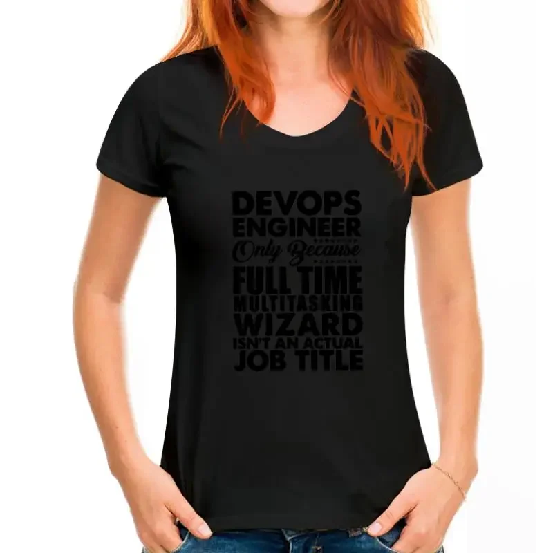 مضحك Devops مهندس ليس وظيفة فعلية عنوان المبرمج تي شيرت، تي شيرت جرافيك قصير الأكمام، هدايا عيد الميلاد، الصيف