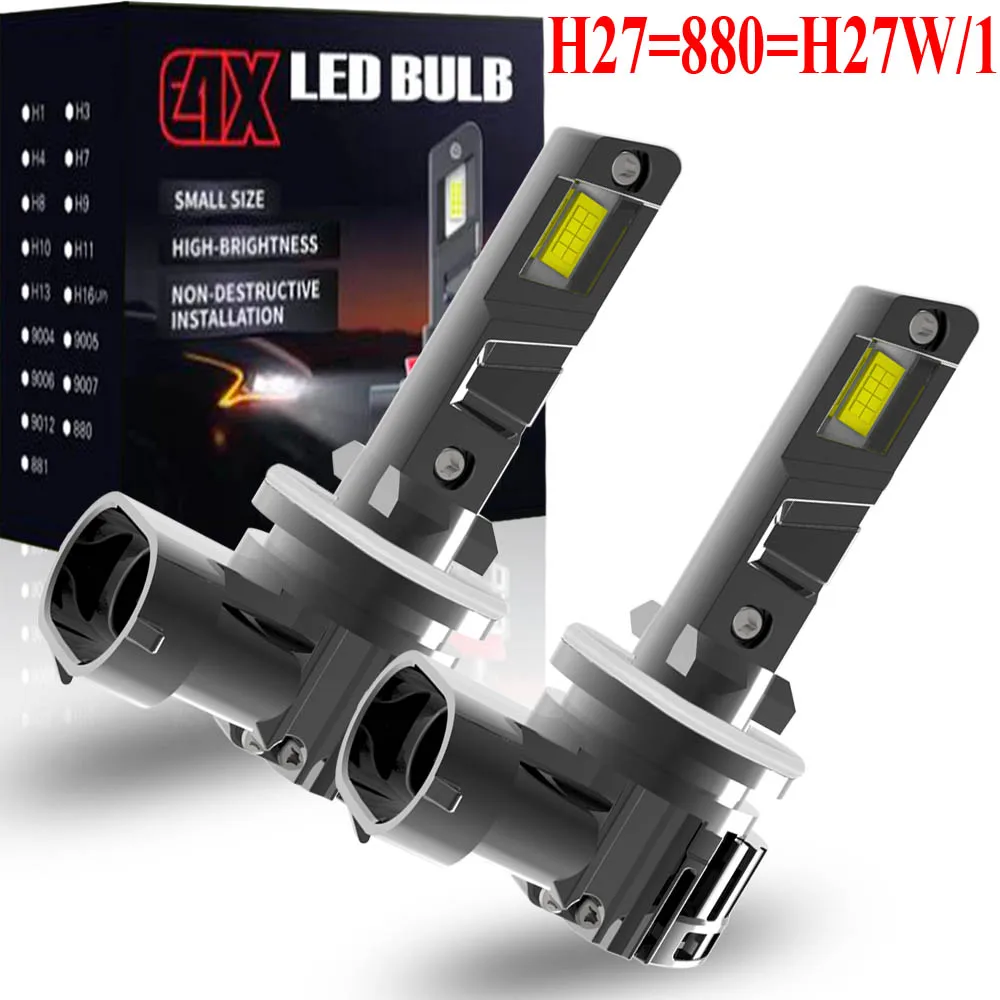 

2pcs H27W/1 880 Led Fog Lamp White Moto Canbus No Error Light Car Turbo Diode Bulb No Adapter Required H27 PG13 12V Headlight