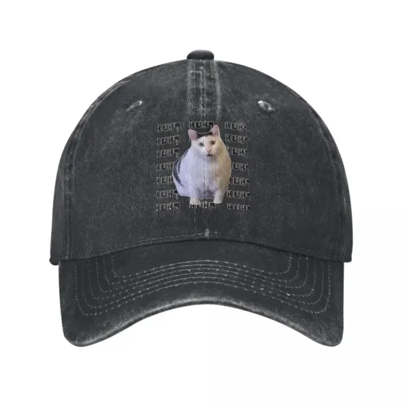 Funny Huh Cat Baseball Caps Vintage Distressed Washed Y2k Ins Hip Hop Harajuku Sun Cap Men Women Outdoor Workouts Adjustable Hat