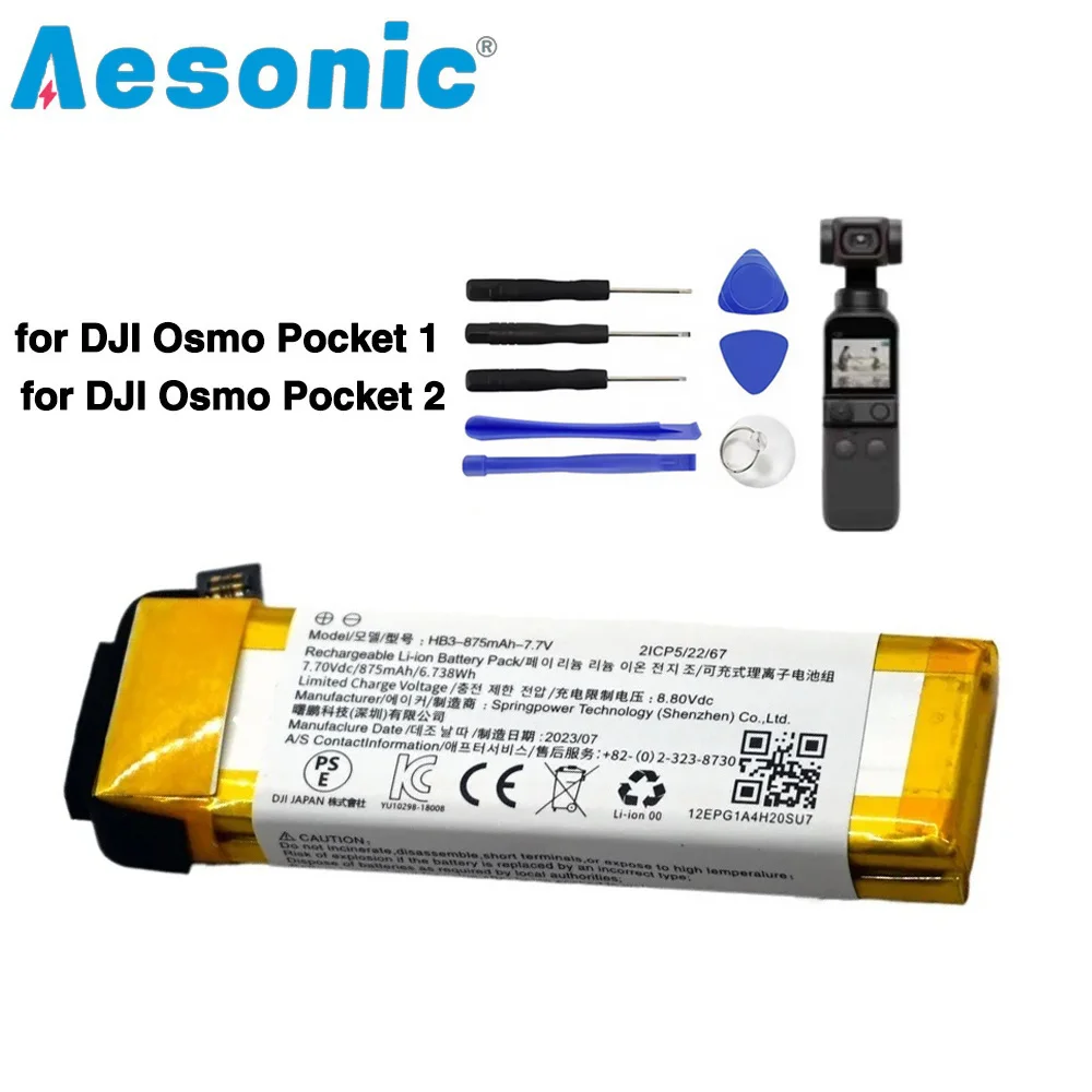 NEW HB3-875MAH-7.7V Replacement Battery with Tool Kit for DJI Osmo Pocket 1 Osmo Pocket 2 Osmo Pocket II Camera Batteries