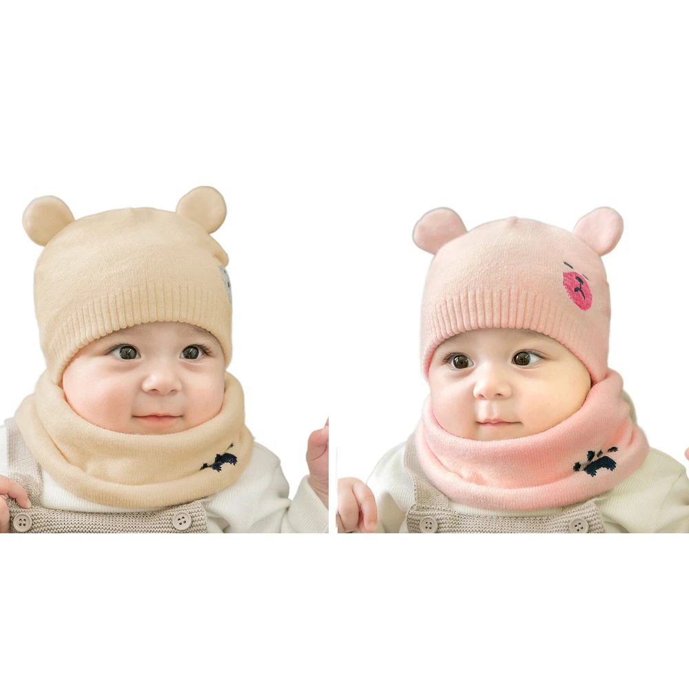 Baby jongen meisje schattige winter hoeden sjaals set, peuter warme muts, gebreide zachte katoenen mutsen sjaals voor baby kinderen 6-36 maanden