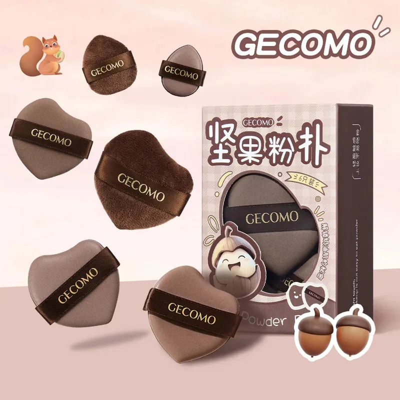 6 PCS Nut Powder Puff Set Sponge Dry and Wet Dual-Use Leather Surface Flocking Makeup Puff Soft Skin-friendly Air Cushion
