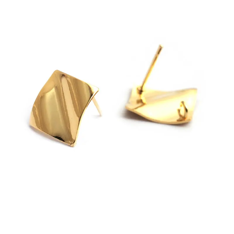 18K Gold Color Brass Rectangle Square Triangle Stud Earrings Pins Earrings Jewelry Making Supplies Diy Findings Accessories