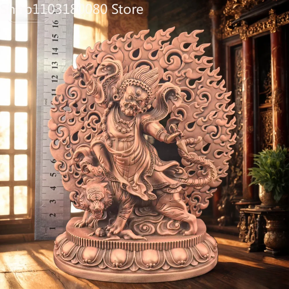 

Red copper carving Angry Padmasambhava buddha statue Wrathful Lotus Master sculpture,15cm,10cm