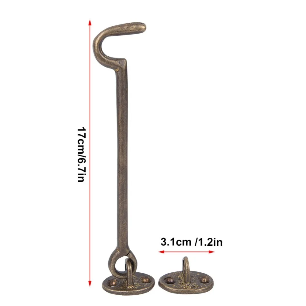 2pcs Chinese Style Brass Window Latches Heavier Duty 6.9 Inch Hook and Eye Latch Barn Door Latch Window