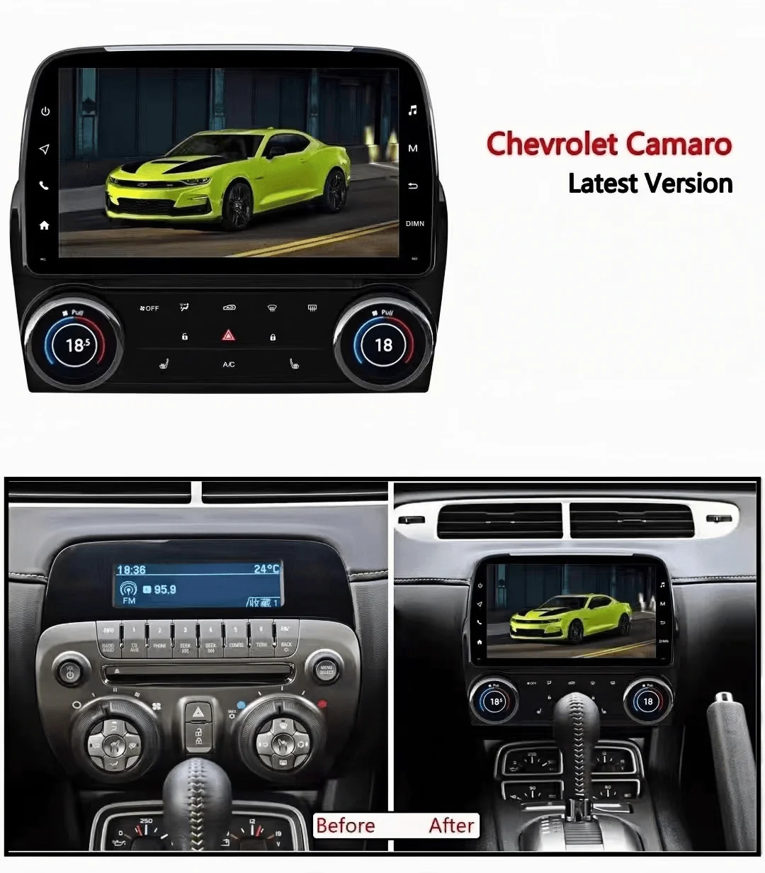 H Android 14 Wireless CarPlay For Chevrolet Camaro 2010-2015 Multimedia Tape Radio Recorder Player Stereo Auto Audio GPS Navi