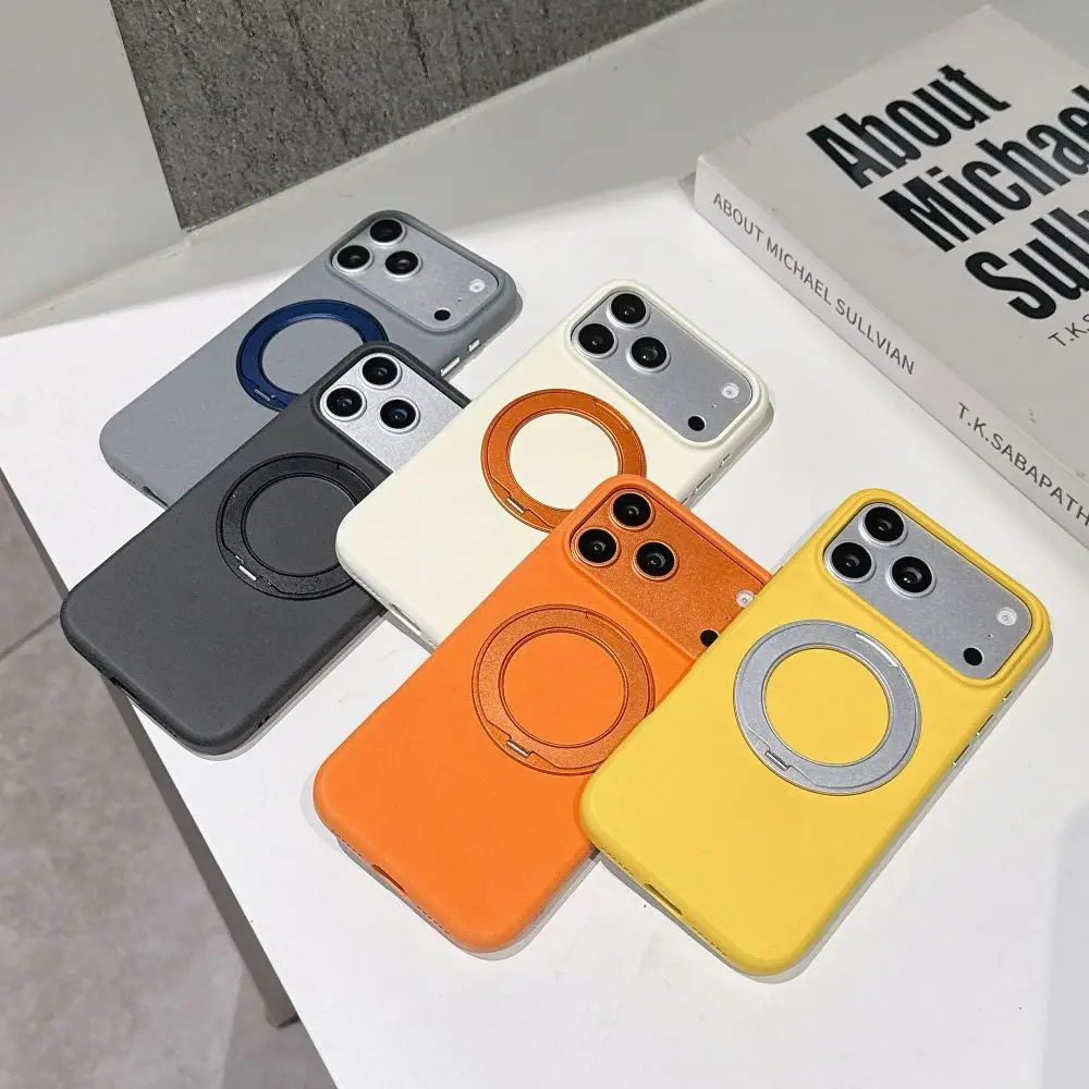 

Fashion 360° Rotating Bracket Solid Color Phone Case for iPhone 17 16 Pro Max with Support Magnetic Charging