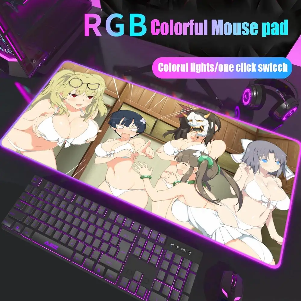 

Senran Kagura Peach Beach Splash Mouse Pad Rgb Desk Mat Back Light Led Mousepad Setup Gaming Deskmat Big Mousepad Backlight