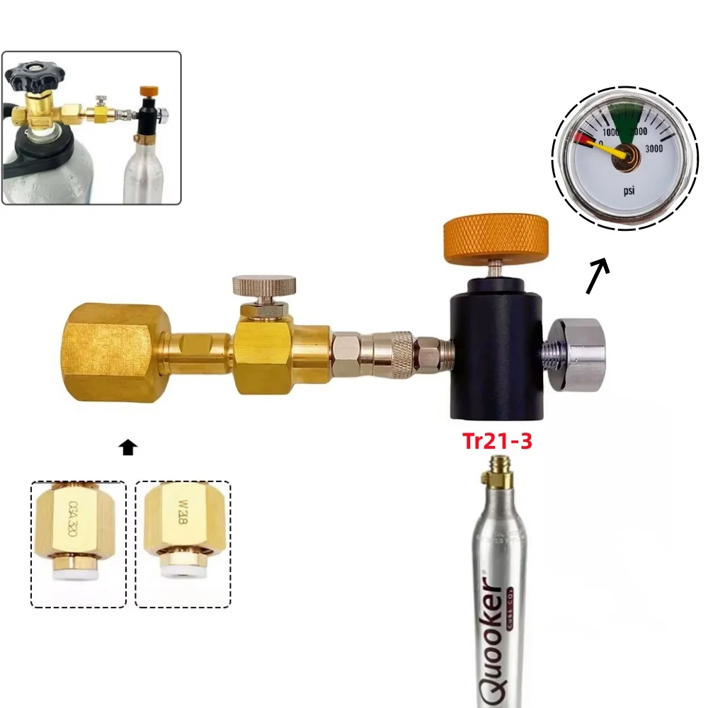 

Адаптер станции заправки CO2 с быстрым отключением 8 мм от большого резервуара CO2 W21.8-14 CGA320 к резервуару для куба Sodastream Tr21-3 Quooker