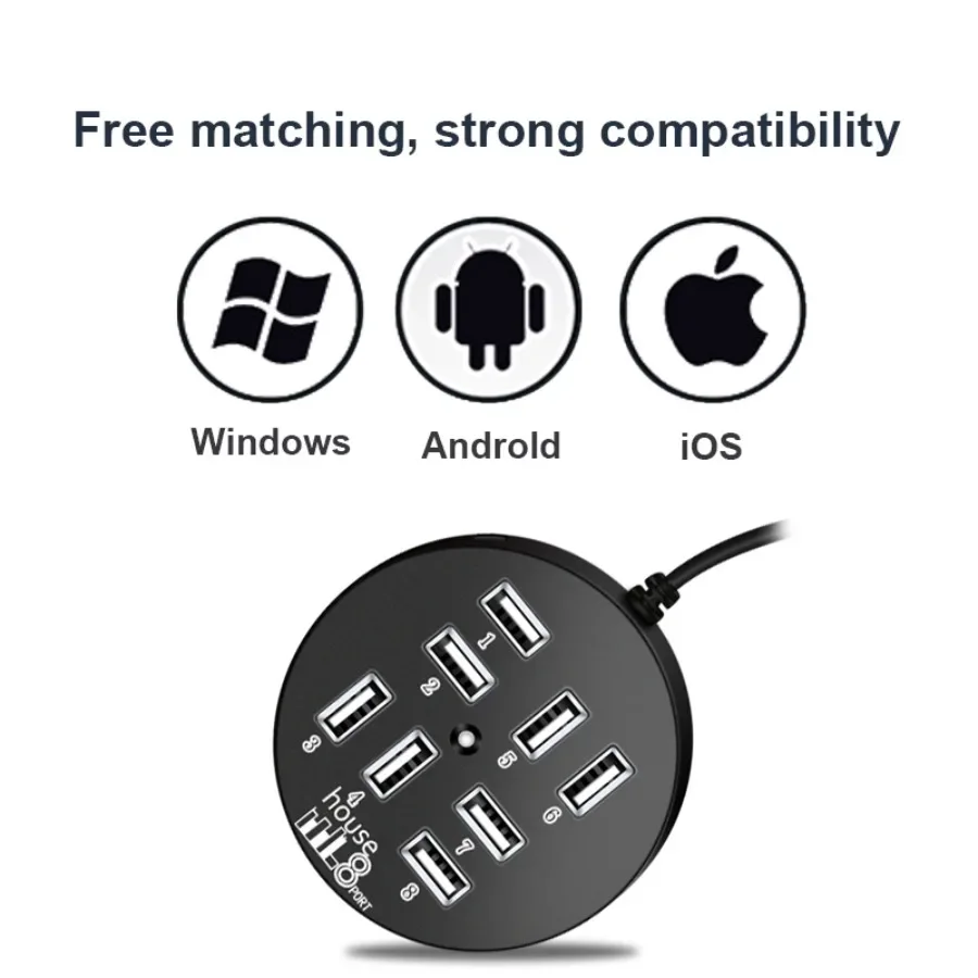 USB-HUB-Dockingstationen, 4/8-Port-Mehrfach-USB-2.0-Hub, Hochgeschwindigkeits-OTG-HUB, tragbarer USB-Splitter für Macbook, Laptops und PCs. – Detail 3