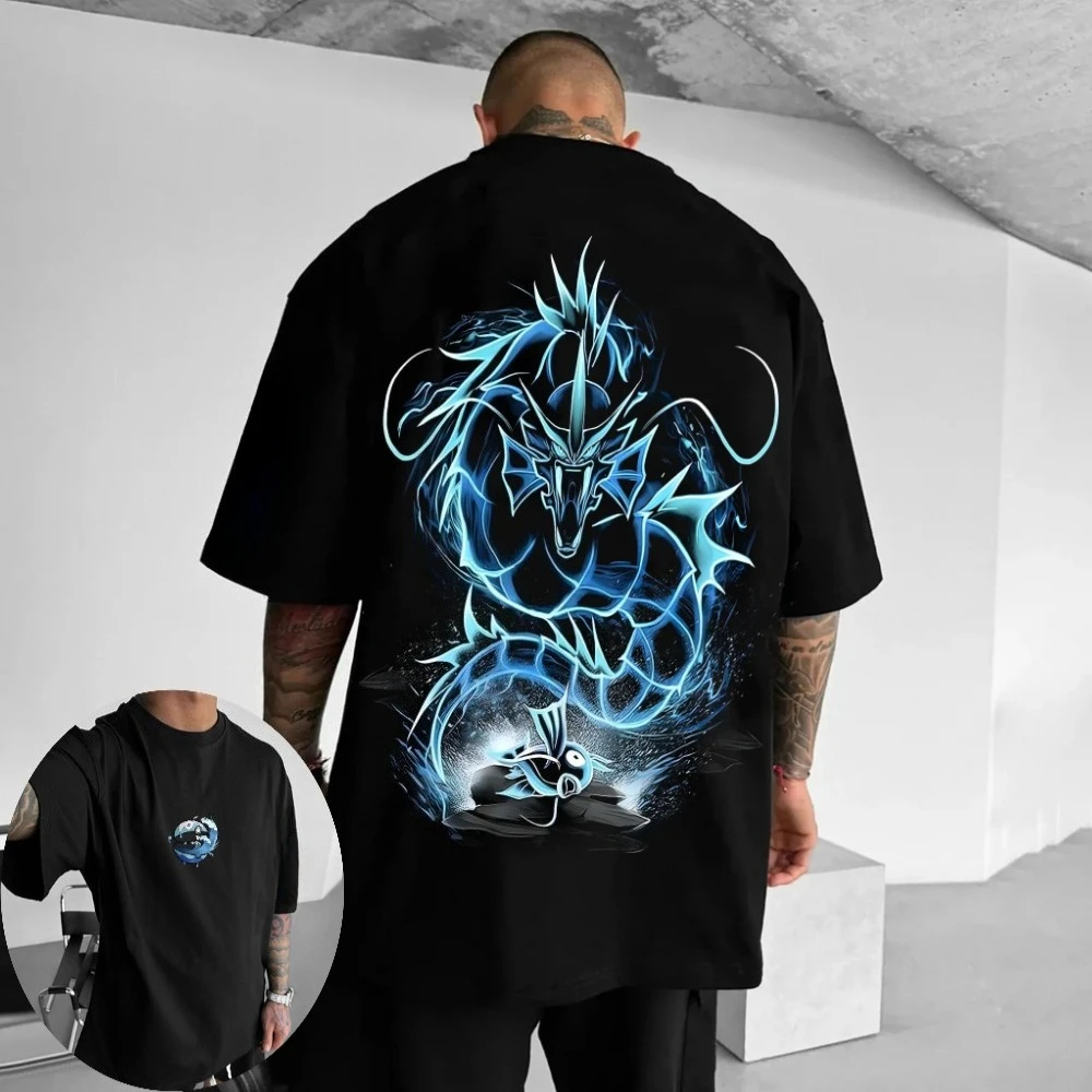 Pokémon Anime Magikarp Gyarados Bedrucktes T-Shirt Sommer Herren- und Damen-T-Shirt Trendy Loose Casual Y2K Kurzarm 2026 Neu – Detail 6