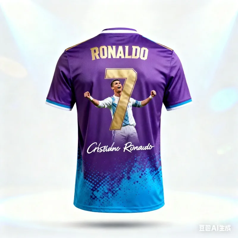 

Football Jersey 3D Printed NO.7 Ronaldo Boys and Girls Training Women's Sports Breathable Short Sleeved Men's T-shirt Jersey