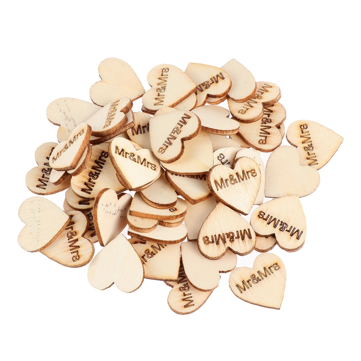 

50pcs Wooden Embellishments Rustic Style Mr Mrs Carved Wedding Decoration Wedding Embellishments DIY Accessories Sewing Tools