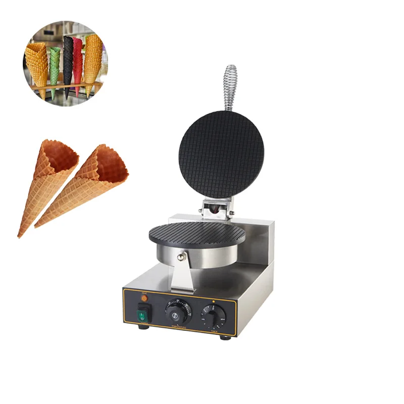 

Commercial single Sweet Snack Ice Cream Waffle Cone Maker Non stick Waffle Cones Bowls Maker waffle iron cone machine