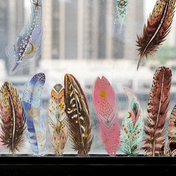 10Pcs Per Pack Feather Decorative Stickers Flash Bronzing hand account Scrapbooking Big Paper Transparent Colorful bird 190*72mm