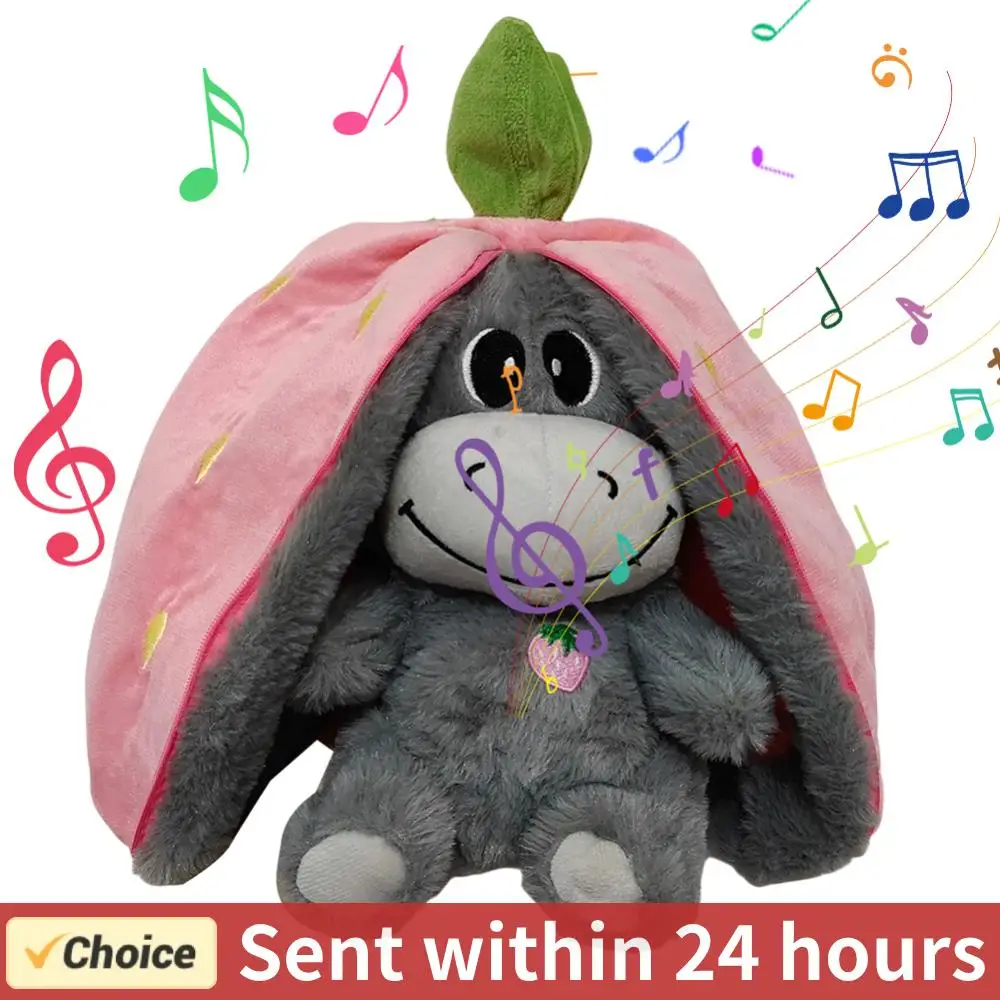 

Breathing Donkey Plush Toy Sound Adjustable Sleep Companion Strawberry Donkey Avocado Donkey Stuffed Toy for Kids Birthday Gift