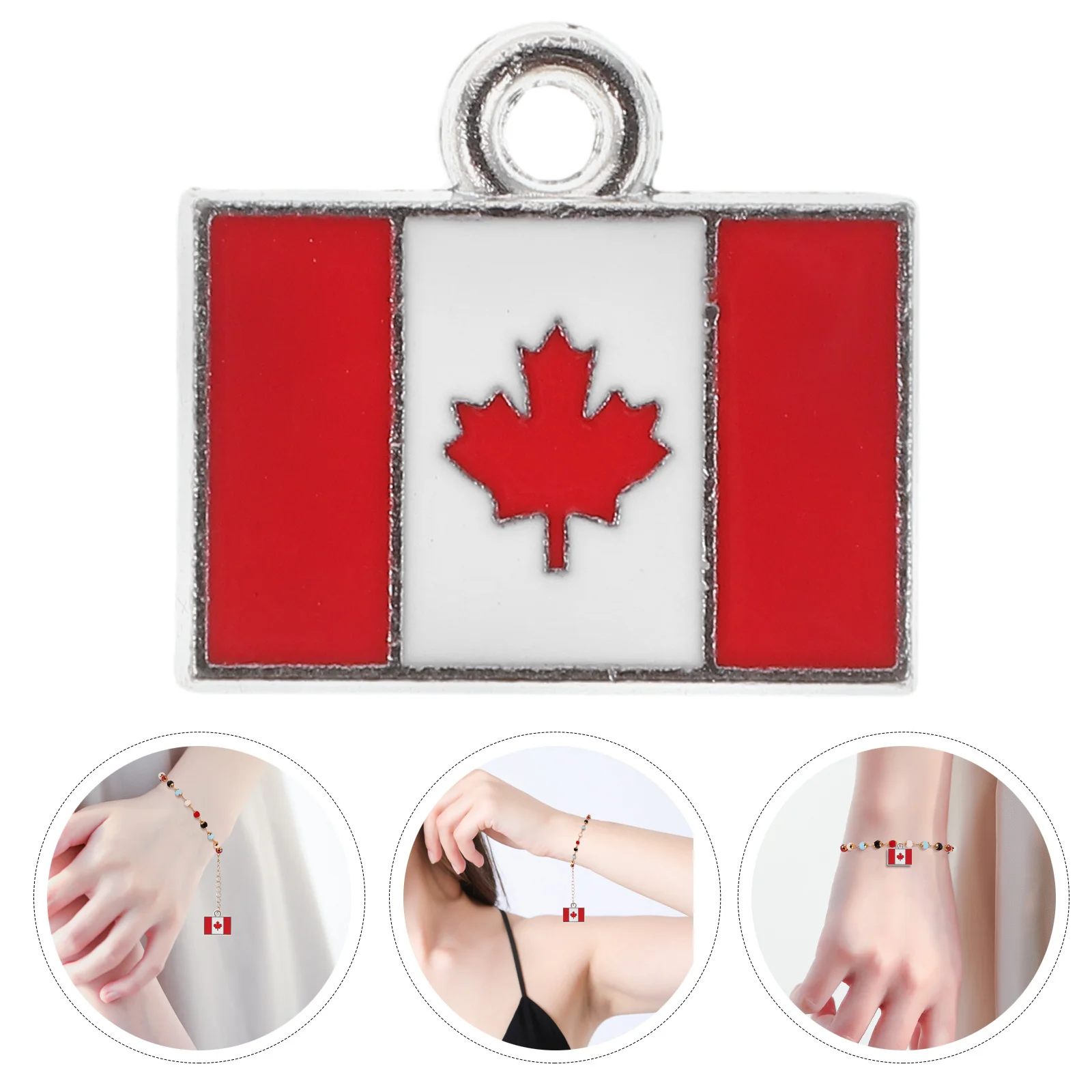 

25Pcs Canada Flag Pendant Charms Alloy Maple Leaf Enamel Craft for DIY Bracelet Keychain Jewelry Making Travel Souvenir Present