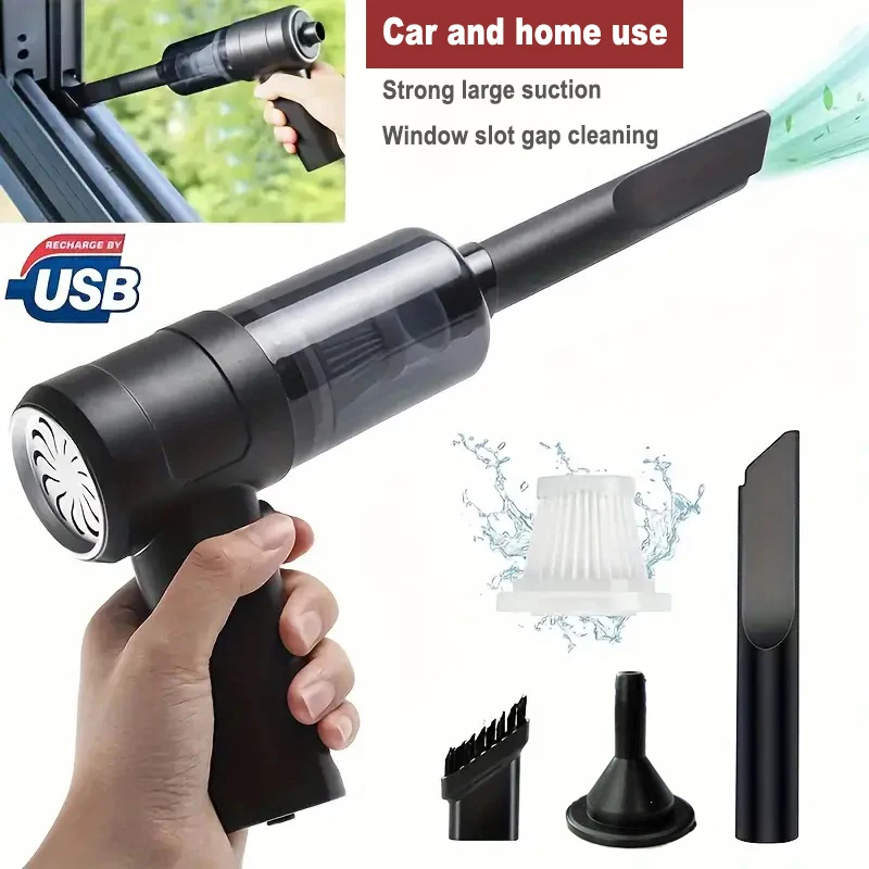 Portable Car Vacuum Cleaner, Three-in-one Suction and Blower, Type-C Rechargeable, Wireless Use, Handheld High-power Appliance