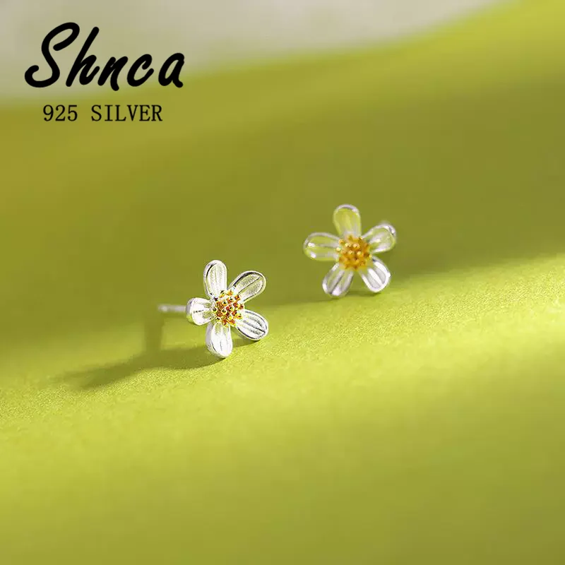 

Простые новые модные серьги-гвоздики из стерлингового серебра 925 пробы с цветами для женщин и девочек, ювелирные изделия высокого качества LE105