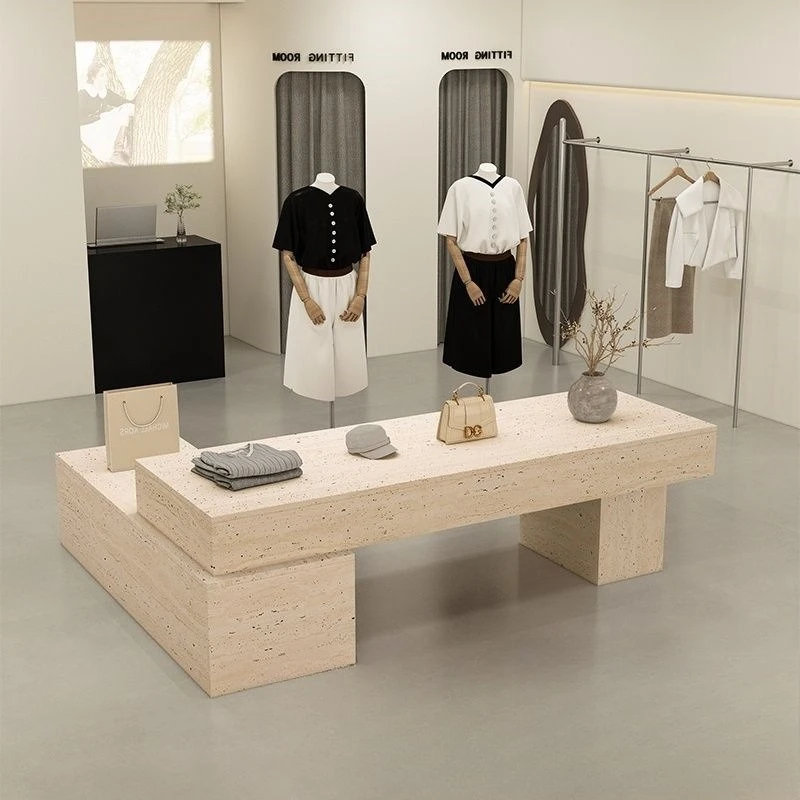 Minimalist modern island table clothing store display table