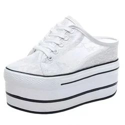 Casual Shoes Slippers Women Canvas Shoes Fashion Breathable Platform Wedge Heel Women Slipper Sneakers Mules Sandals Slide
