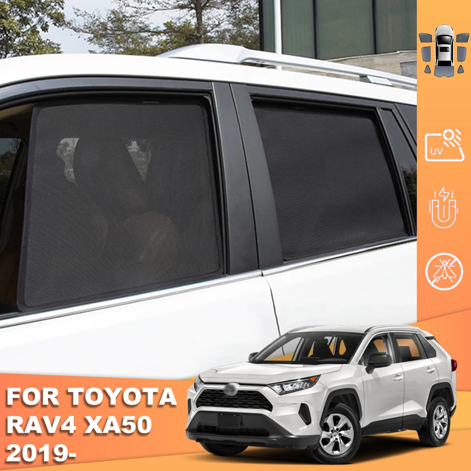 4 Pièces Rideaux Magnétiques Voiture Pour Toyota RAV4 2019-2025 – Pare-Soleil Bébé Occultant Latéral Anti-UV Et Intimité – Maille Respirante Noire