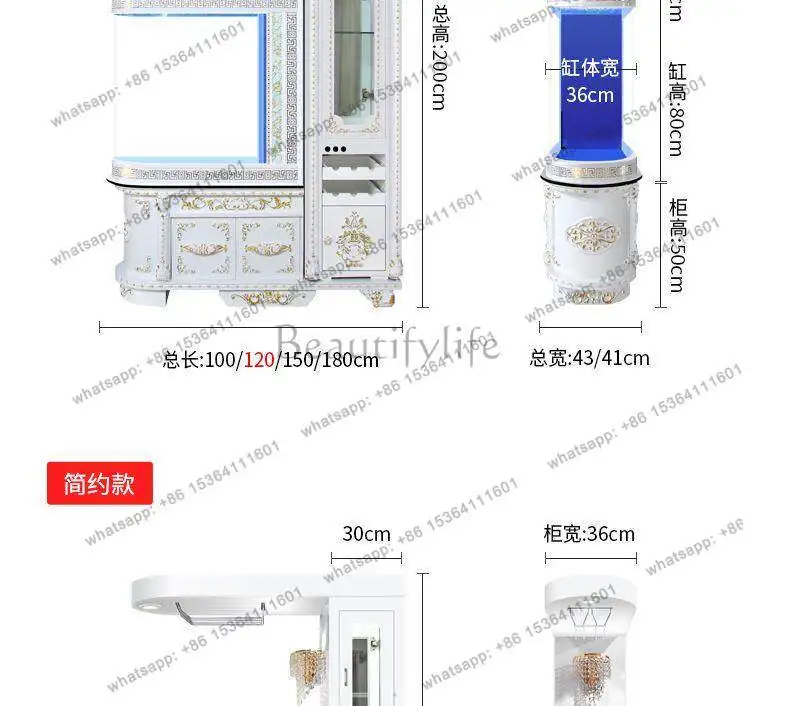 Wine cabinet fish tank partition wall screen floor-to-ceiling household ecological entrance aquarium integrated medium and large