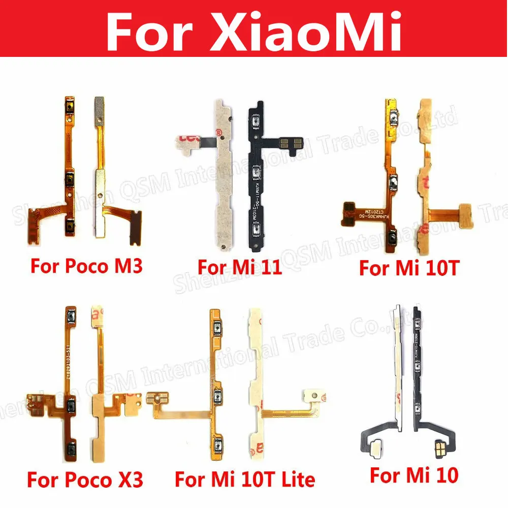 For Xiaomi Mi A1 A2 Lite A3 Mi 9 10 10T 11 Lite Pro Mi Note 10 Pro Poco F1 X3 M3 Power On Off Volume Side Button Key Flex Cable