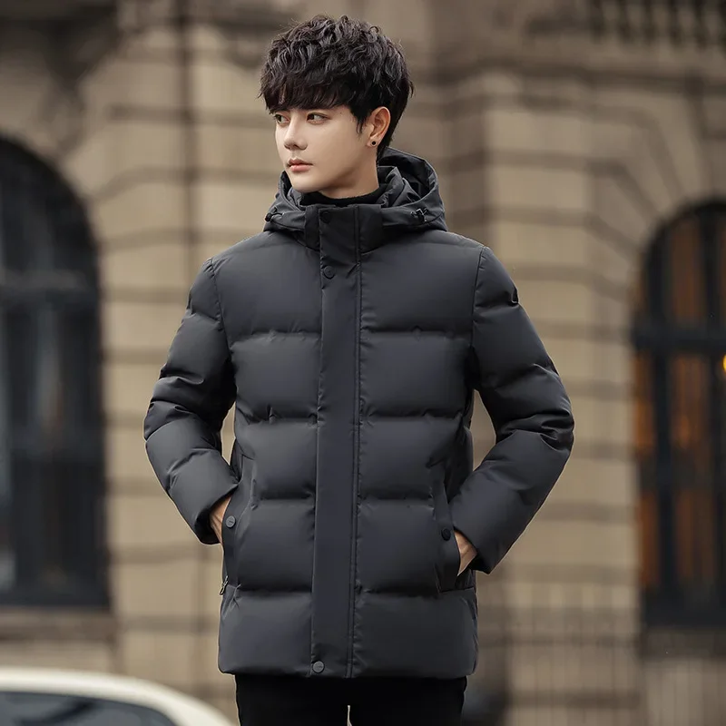 

Warm White Goose Down Jacket Men Winter Warm Solid Color Hooded Down Coats Thick Down Parka Male Top Quality Winter Outdoor Coat