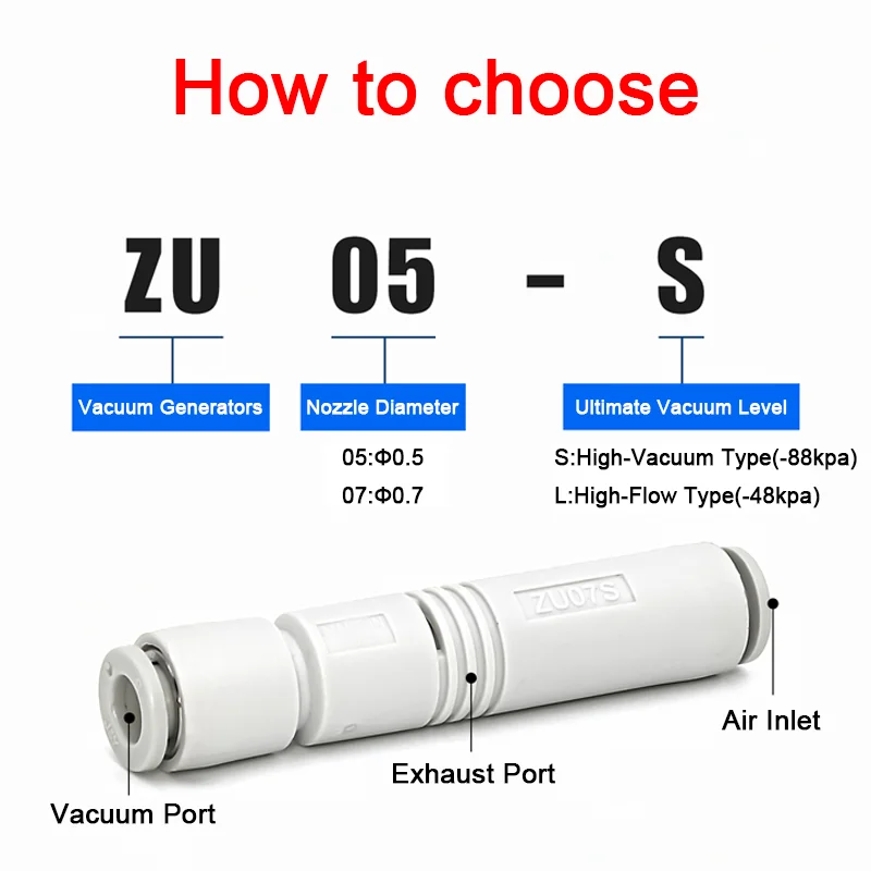 ZU Series Vacuum Generators Vacuum Negative Pressure Generator ZU05S ZU07S Manipulator ZU05L ZU07L Large Flow