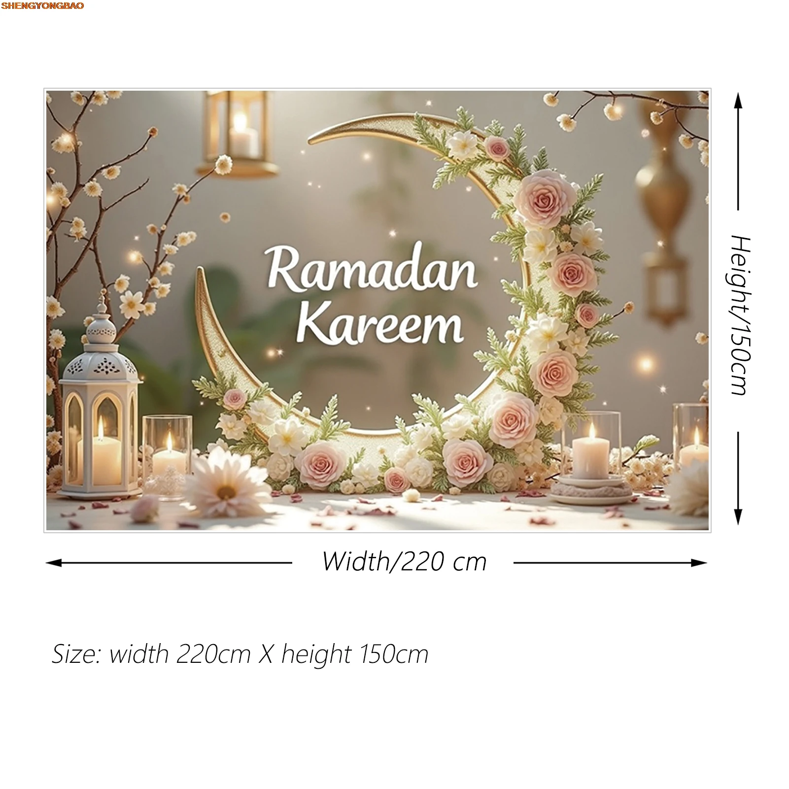 عيد الفطر خلفية التصوير الفوتوغرافي القمر الوردي الوردي الأبيض شمعة مهرجان خلفية راية استوديو الصورة