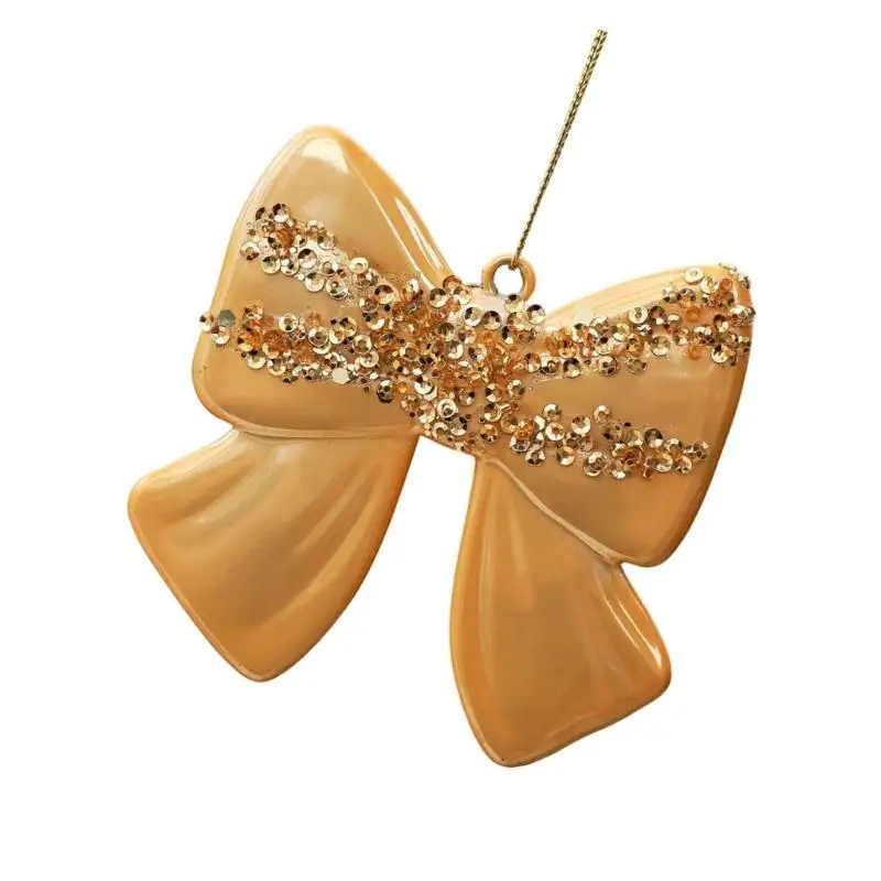 E8BD Sparkling Bowknot Christmas Tree Ornament with Molded Polycarbonate Body