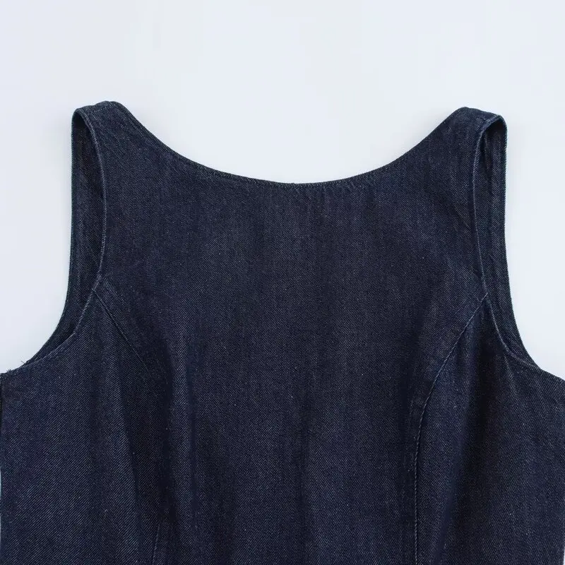 Primavera 2025 nova chegada feminino ort denim efeito dr em camadas decoração mistura de algodão svel redondo ne commuter sle