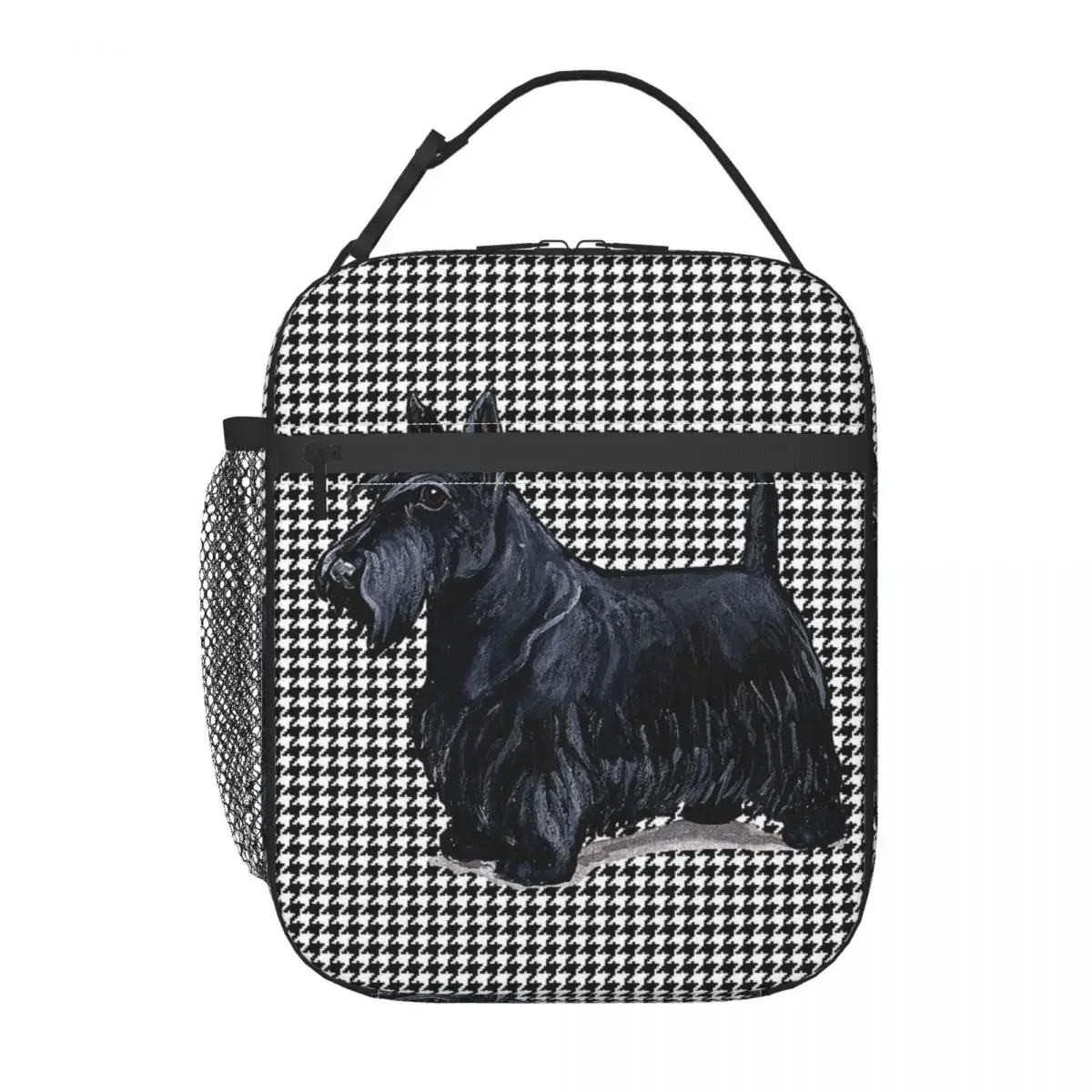 Scottish Terrier Houndstooth Insulated Lunch Bags Pet Scottie Dog Portable Thermal Cooler Food Lunch Box Work School Travel