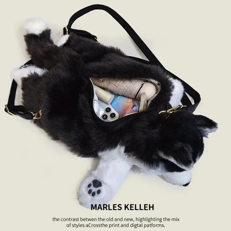 Husky Y2K Backpack Harajuku Kawaii Simulation Doll Dog Plush Doll Festival Gift Girlfriend Children's Birthday Crossbody Bag New