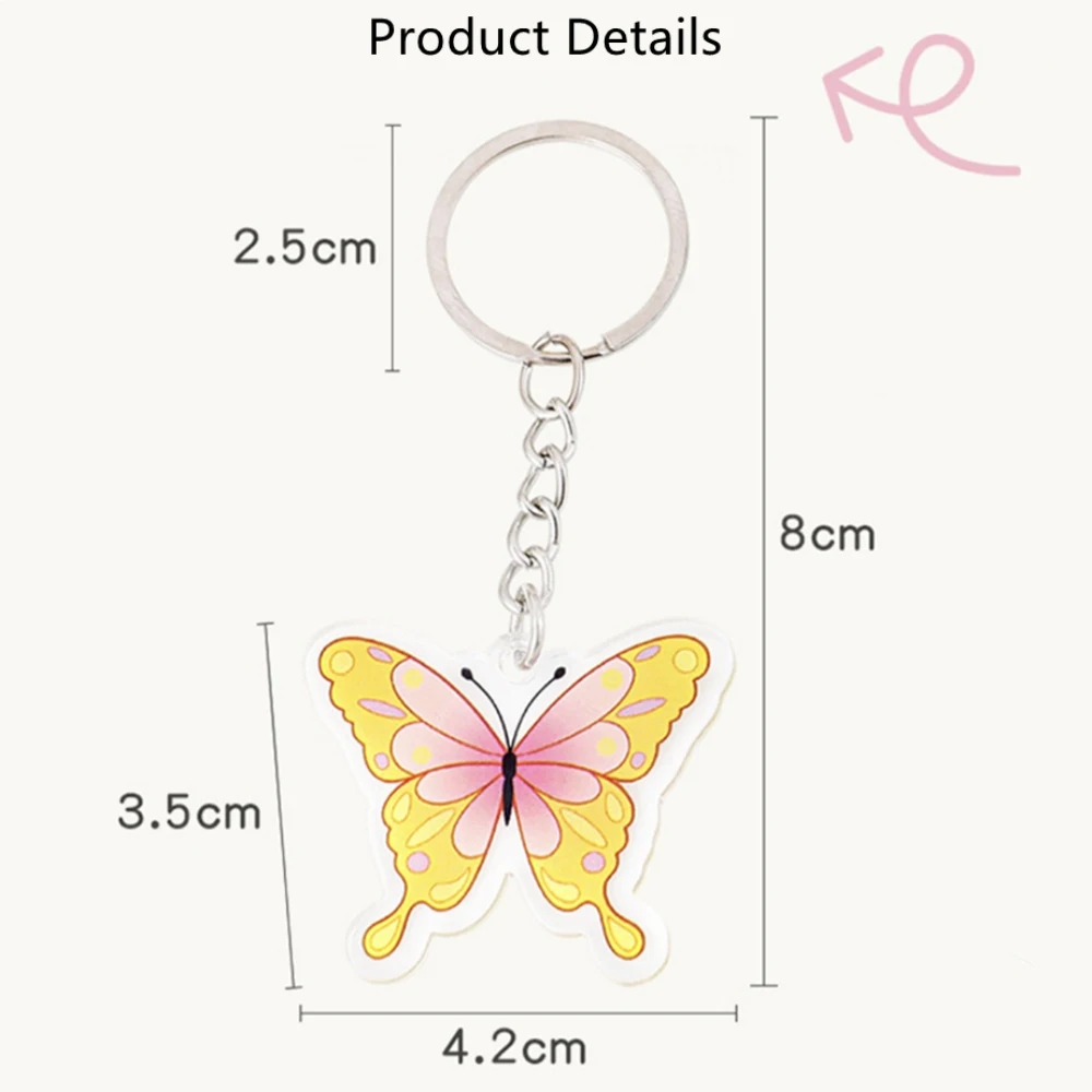 Colorized Butterfly Keychain Student Cartoon Lovely Bag DIY Decorative Pendant Key Ring