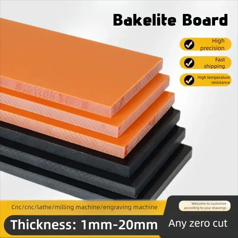 Thick 1/2/3/4/5/6/8/10/12/15/20mm Bakelite Plate Insulation Phenolic Resin Board Antistatic/High Temperature Resistance Orange
