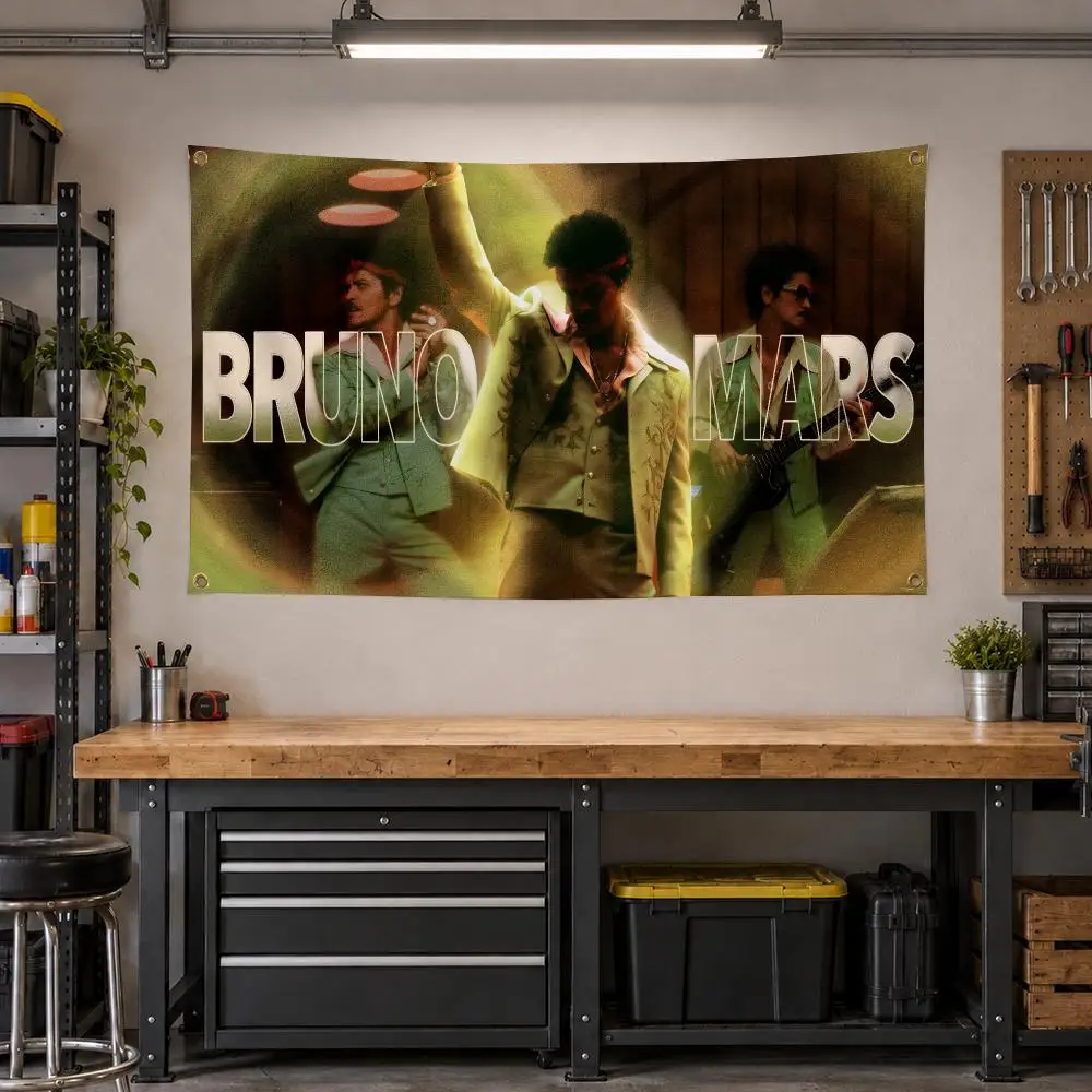 Singer Bruno Mars Pop Flags Personalized Banner Flag Room Dorm Camping Picnic Garage Bar Outdoor Wall Decor