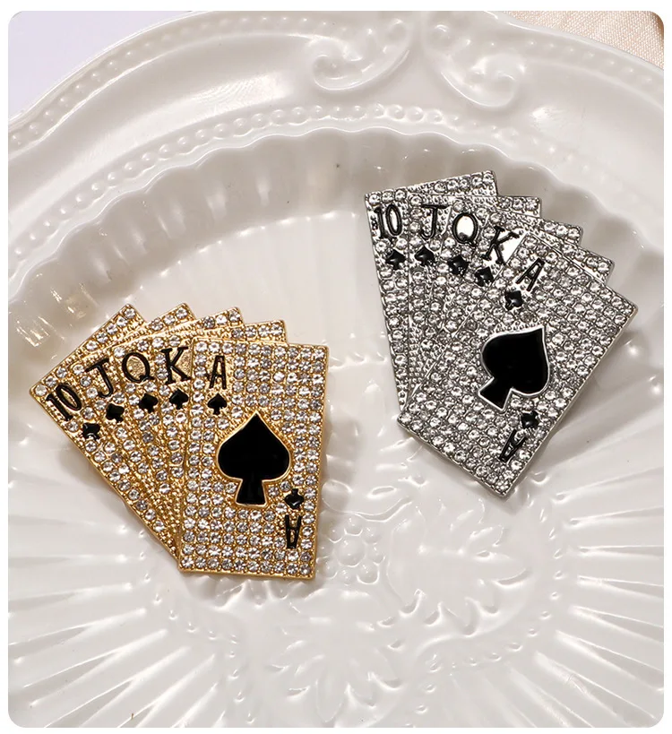 2-piece set of playing card straight flush suit lapel pins, brooches for clothes, hats, backpacks, badges, and accessories