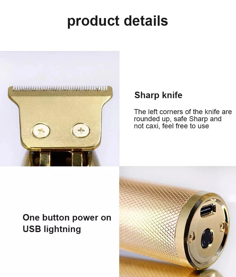 남성용 골드 전문 헤어 트리머 클리퍼, 충전식 이발사, 무선 헤어 커팅, T9 헤어 스타일링, 수염 트리머, S9 기계