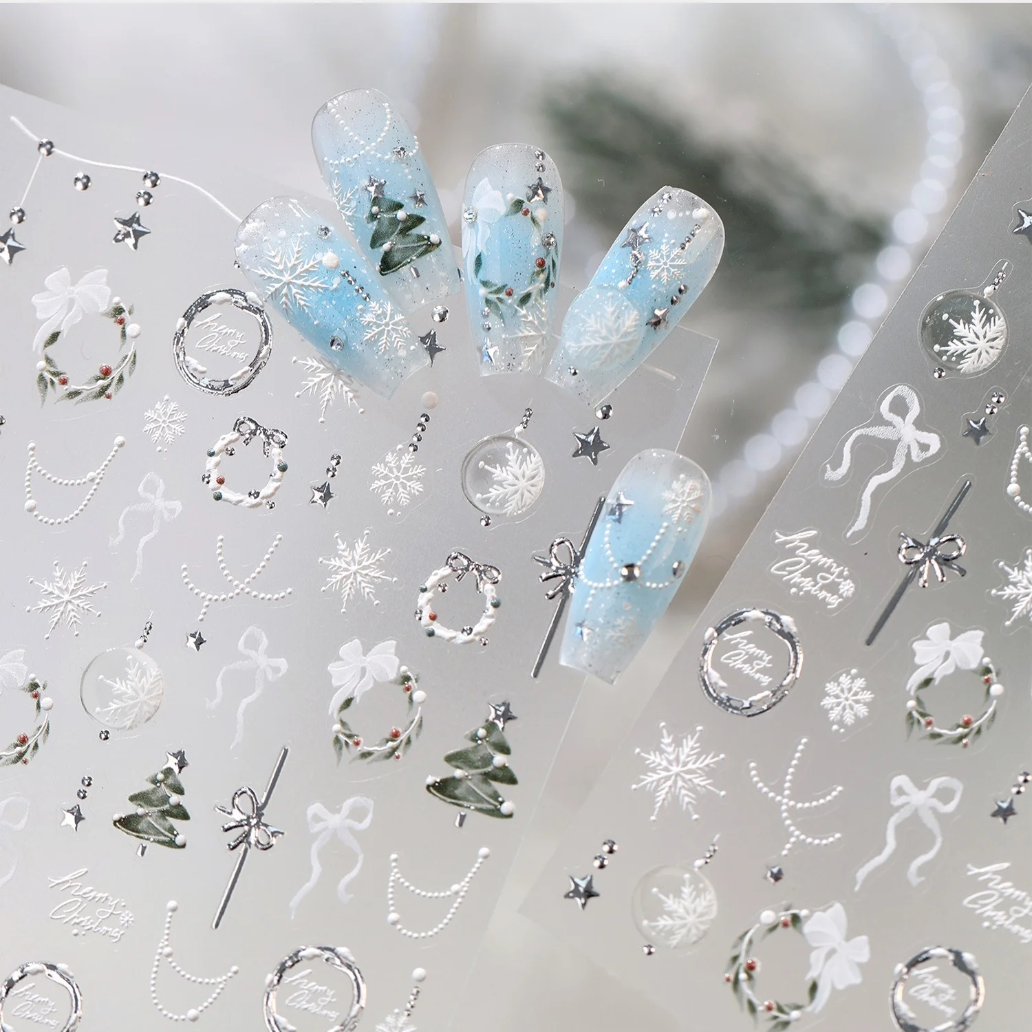 Silver Foil Christmas 5D Nail - Nail Art Xmas Tree review and price