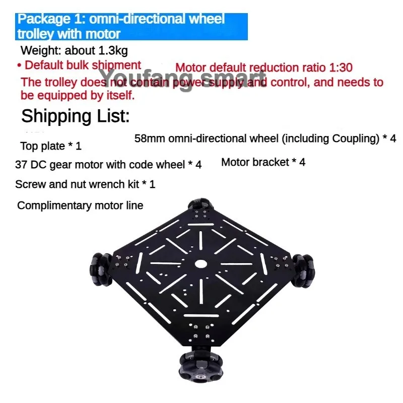 5kg Load ROS 4WD Omni Wheel Robot Car Chassis with Encoder Motor Square Mobile Robot for STM32 Ps2 Programmmable Robot DIY Kit - Image 2