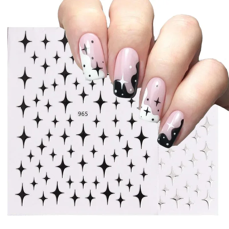 

Laser Star Nail Art Sticker 3D Gold White Stars Glitter Nail Decals DIY Charms Nails Decoration Foils Manicure Nail Accessory