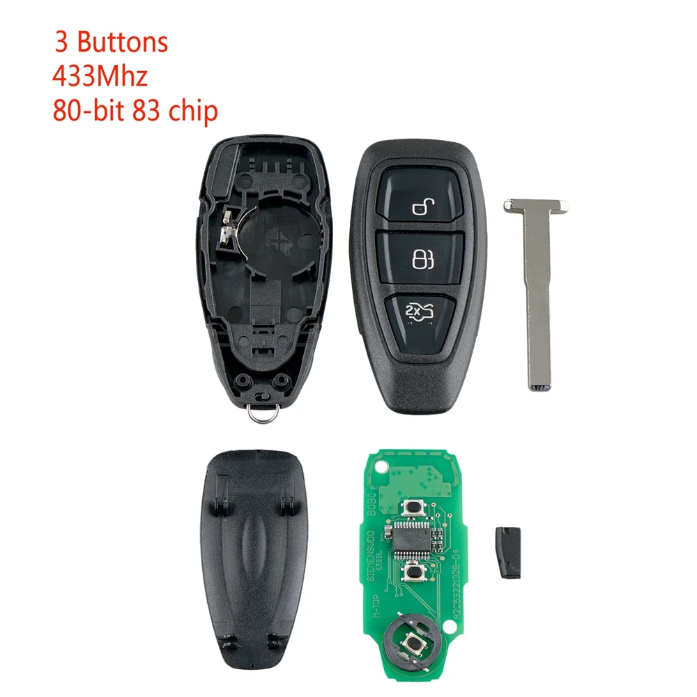 

Car Smart Remote Key 3 Buttons Fit For Focus C-Max Mondeo Kuga Fiesta B-Max 433Mhz