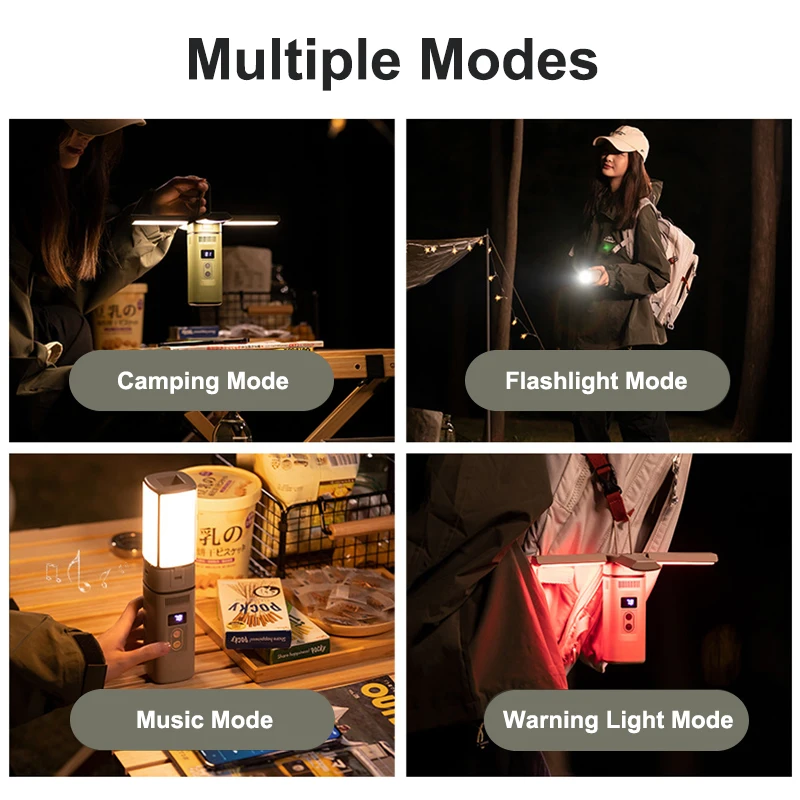 Multifunctional Camping Lights Wireless Bluetooth Speaker Foldable Table Lamps Portable Flashlight Outdoor Hiking Tent Light