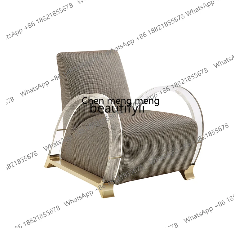 

Nordic light luxury creative transparent acrylic balcony backrest single leisure chair living room fashion sofa chair H H