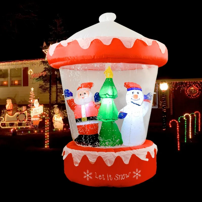 6FT Inflatables Christmas Crystal Ball Decoration Inflatable Santa Snowman Christmas Tree Model Outdoor for Garden Yard Decor