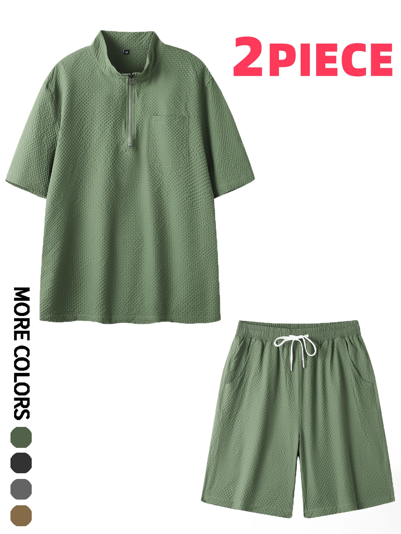 بدلة شورت رياضية كاجوال بأكمام قصيرة للرجال، قماش صديق للبشرة، ماصة للرطوبة ومسامية، مع رباط، لون عادي نقي، مناسبة للرياضات اليومية، المنزل، ركوب الدراجات، التخييم، تسلق الجبال والمشي لمسافات طويلة